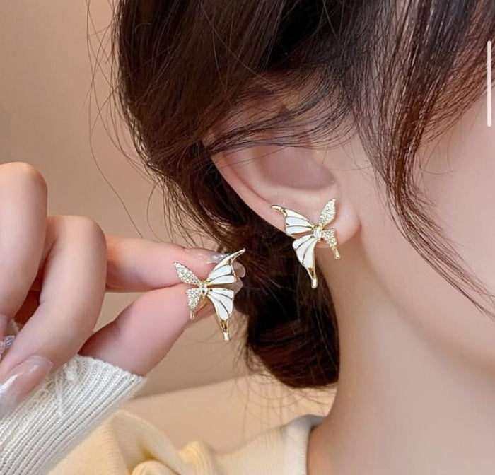 Golden Butterfly Crystal Earrings